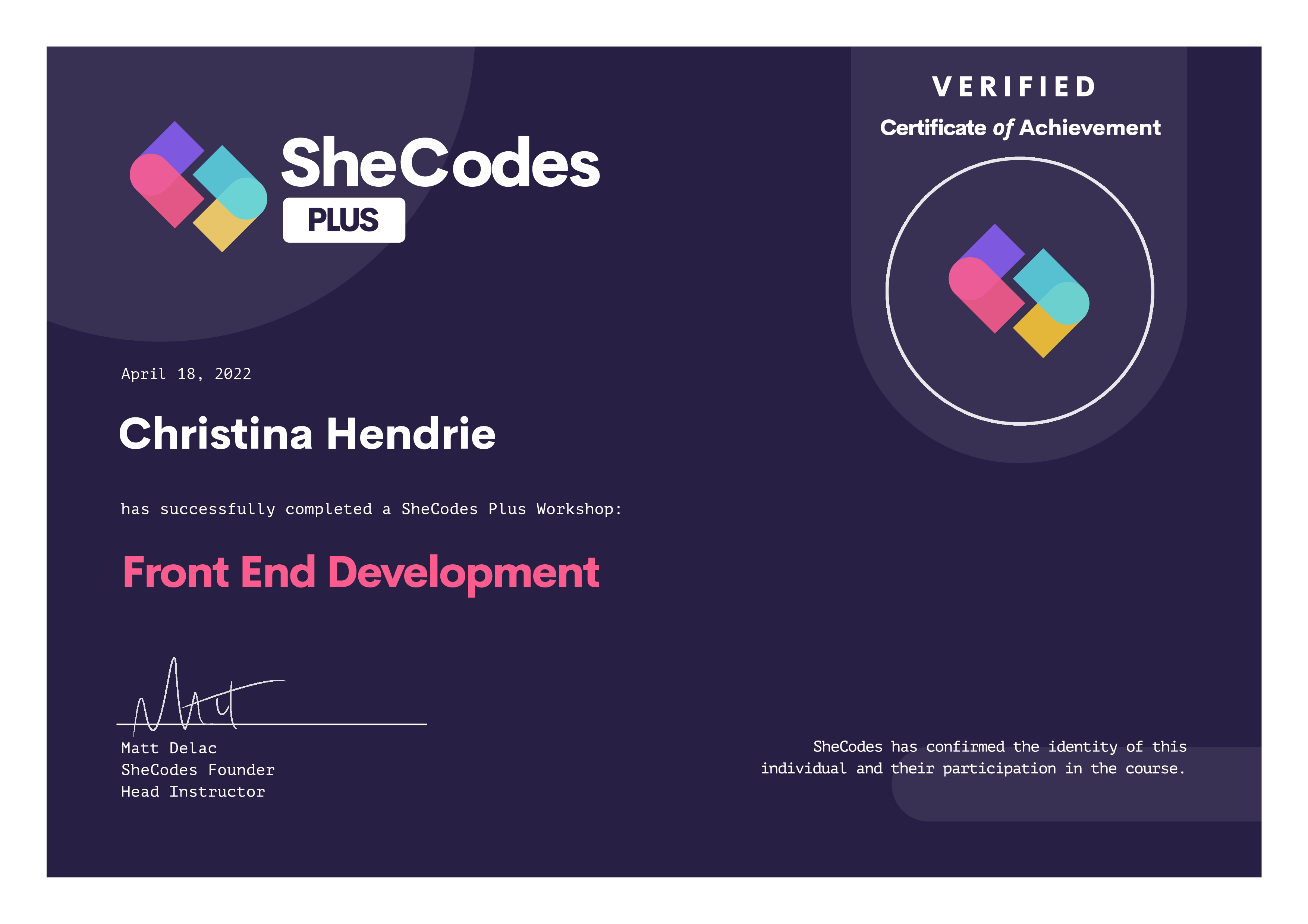 coding certificate 1